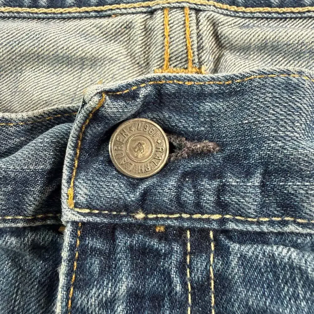 Polo Ralph Lauren Classic Fit Jeans Mens 40x32 Distressed Light Wash Denim